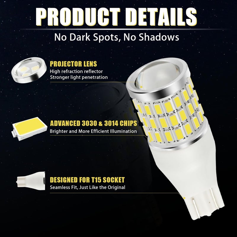 iBrightstar 921 LED Bulb White, T15 912 LED Reverse Light Bulbs Super Bright for Parking Backup Turn Signal Lights, 2 Pack - Image 5